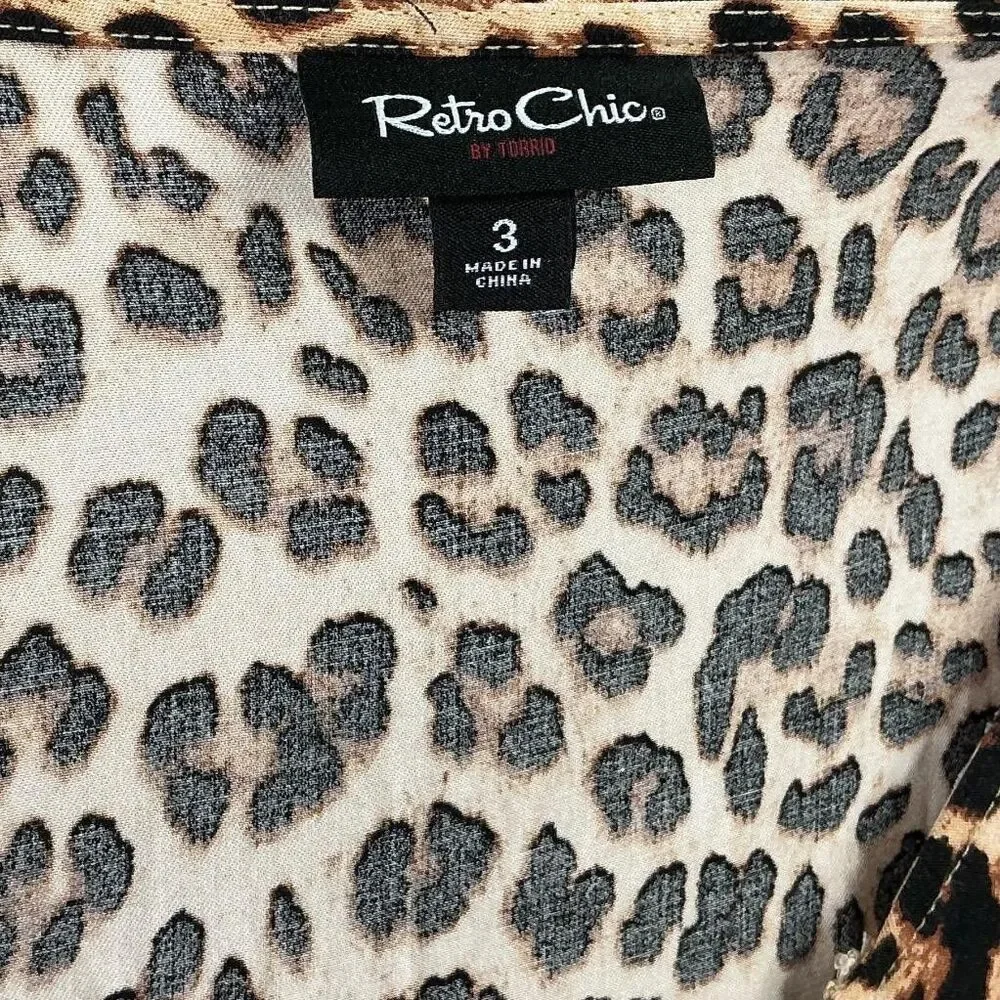 Torrid Dress Womens 3X Leopard Print Retro Chic Brown Midi Sweetheart Neck Plus - Picture 9 of 9
